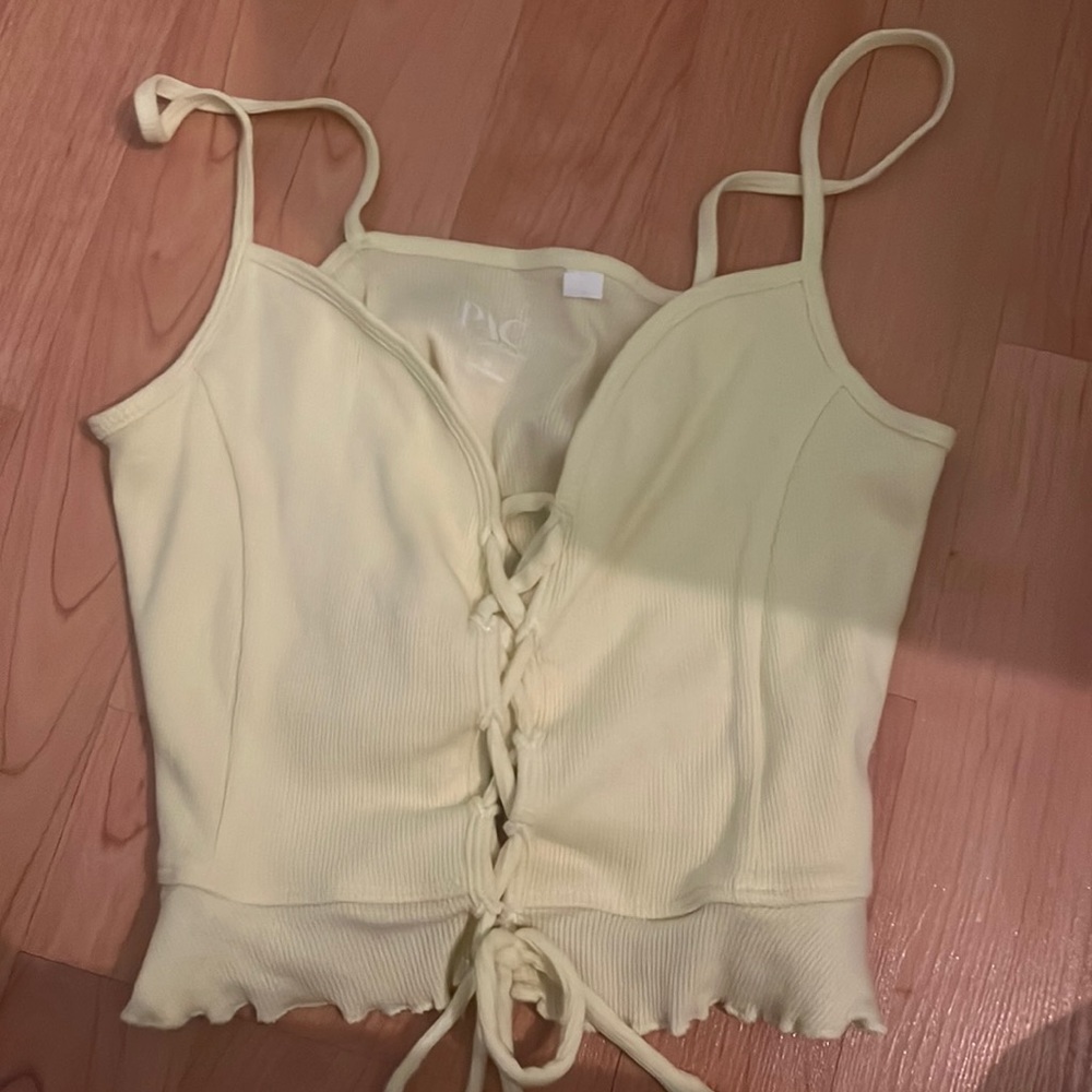 Yellow Lace Up Crop PacSun